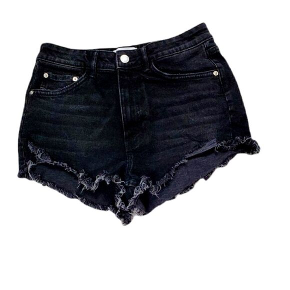 Zara Black Cut Off High Waisted Shorts - Picture 1 of 4
